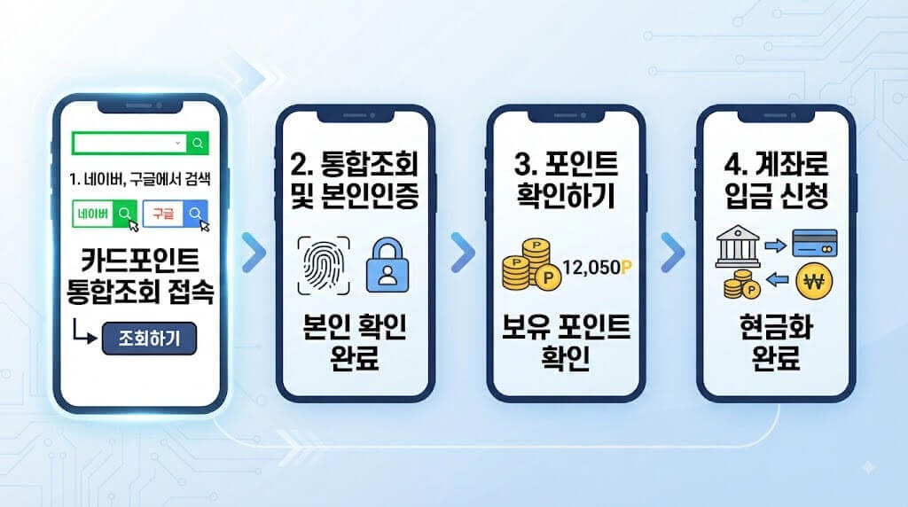 신용카드 포인트 현금화 4단계 이용 방법 인포그래픽